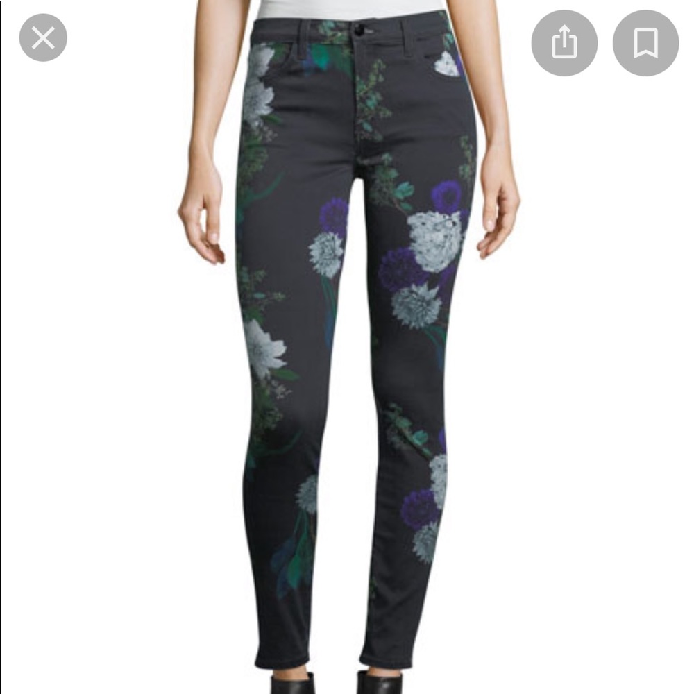 J Brand Graphic print floral skinny jeans.